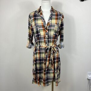 Ryan Michelle Dress Womens XL Plaid Shirt Dress Cabin Cottage Classic